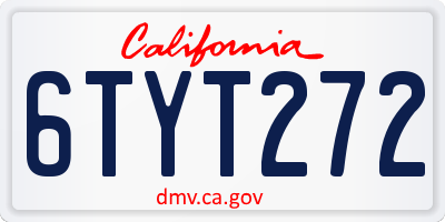 CA license plate 6TYT272