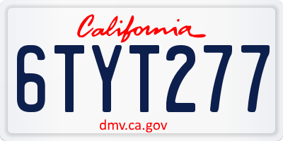 CA license plate 6TYT277