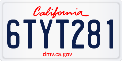 CA license plate 6TYT281