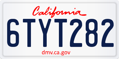 CA license plate 6TYT282