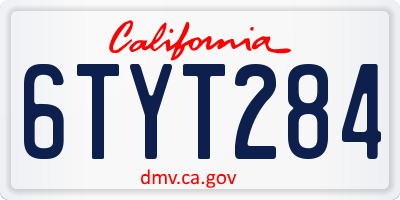 CA license plate 6TYT284