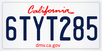 CA license plate 6TYT285