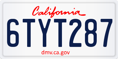 CA license plate 6TYT287