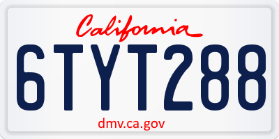 CA license plate 6TYT288