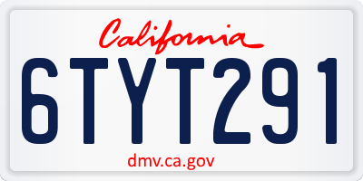 CA license plate 6TYT291