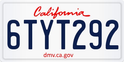 CA license plate 6TYT292