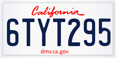 CA license plate 6TYT295