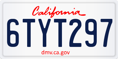 CA license plate 6TYT297
