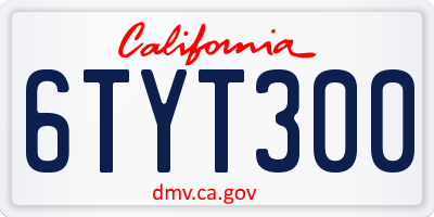 CA license plate 6TYT300