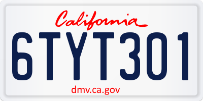 CA license plate 6TYT301