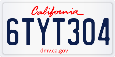 CA license plate 6TYT304