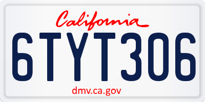 CA license plate 6TYT306