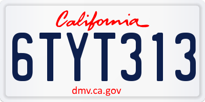 CA license plate 6TYT313