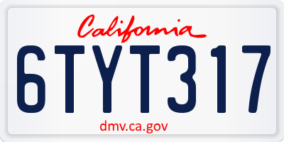 CA license plate 6TYT317