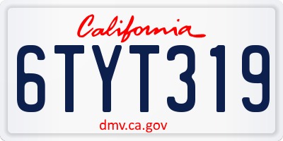 CA license plate 6TYT319