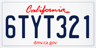 CA license plate 6TYT321
