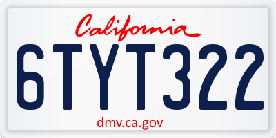 CA license plate 6TYT322