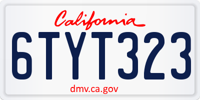 CA license plate 6TYT323
