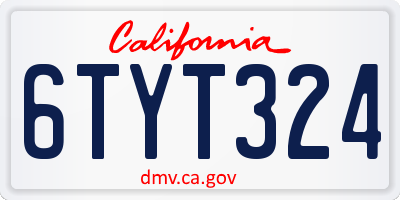 CA license plate 6TYT324