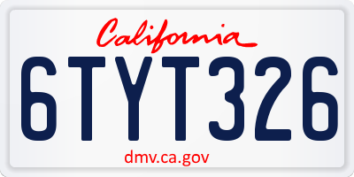 CA license plate 6TYT326