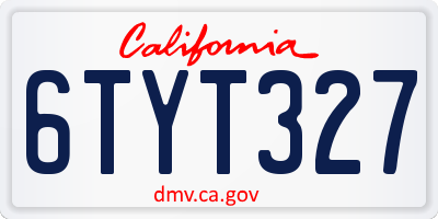 CA license plate 6TYT327