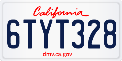CA license plate 6TYT328