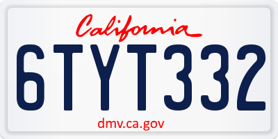 CA license plate 6TYT332