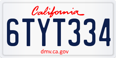 CA license plate 6TYT334