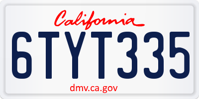 CA license plate 6TYT335