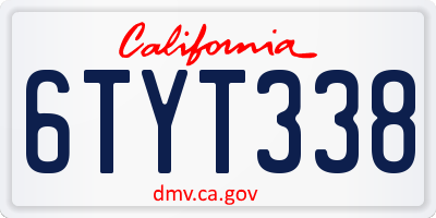 CA license plate 6TYT338