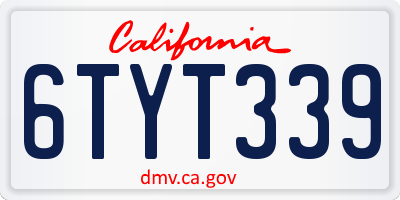 CA license plate 6TYT339