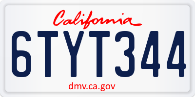 CA license plate 6TYT344
