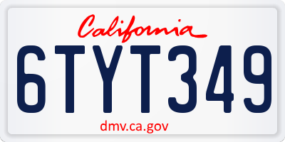 CA license plate 6TYT349