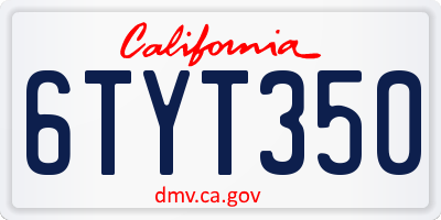 CA license plate 6TYT350