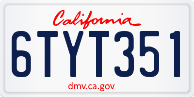 CA license plate 6TYT351