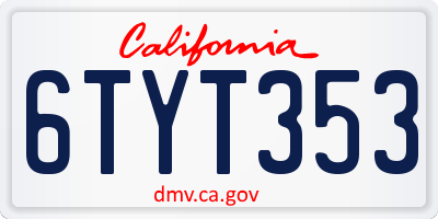 CA license plate 6TYT353