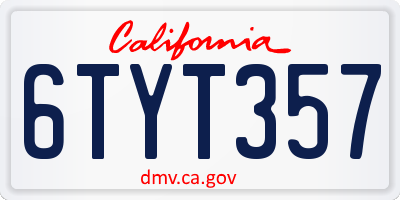 CA license plate 6TYT357