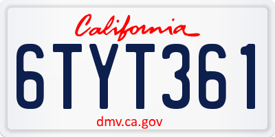 CA license plate 6TYT361