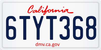 CA license plate 6TYT368