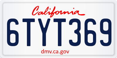 CA license plate 6TYT369