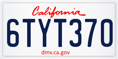 CA license plate 6TYT370