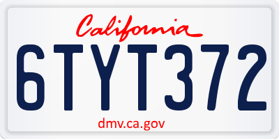 CA license plate 6TYT372