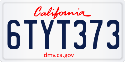 CA license plate 6TYT373