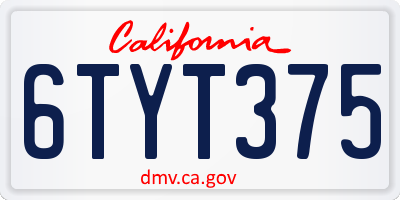 CA license plate 6TYT375