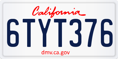 CA license plate 6TYT376