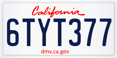 CA license plate 6TYT377