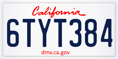 CA license plate 6TYT384