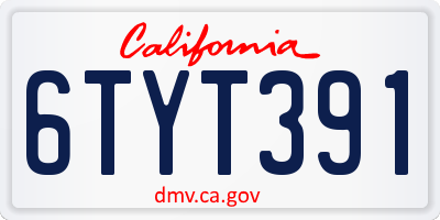 CA license plate 6TYT391