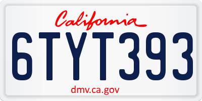 CA license plate 6TYT393