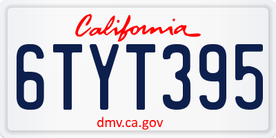CA license plate 6TYT395